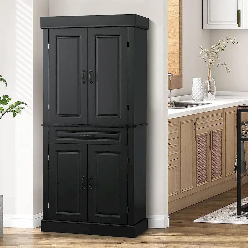 EROMMY 71 Freestanding Kitchen Pantry Cabinet, Tall Storage Cabinet with Drawer and Adjustable Shelves, 2-Door Floor Cupboard