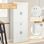 Armoire de cuisine autoportante de 71 po, Armoire de rangement haute avec tiroir et étagères réglables, Placard de sol à 2 portes