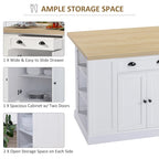 Îlot de cuisine en bois de style cannelé avec abattant, tiroir, étagères ouvertes et rangement