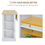 Îlot de cuisine en bois de style cannelé avec abattant, tiroir, étagères ouvertes et rangement