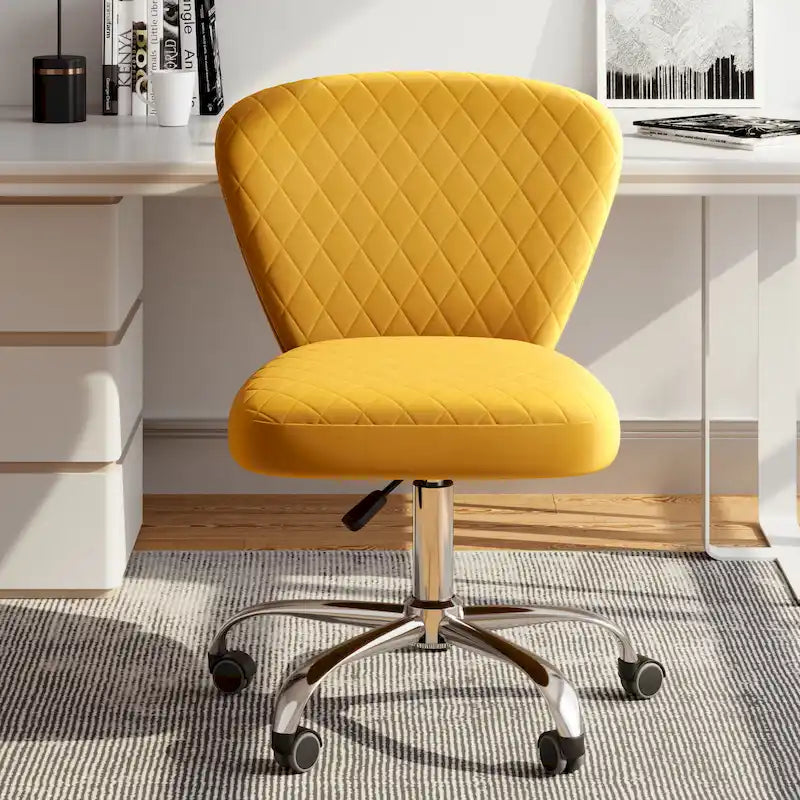 Chaise de bureau pivotante réglable sans accoudoirs en velours Corvus