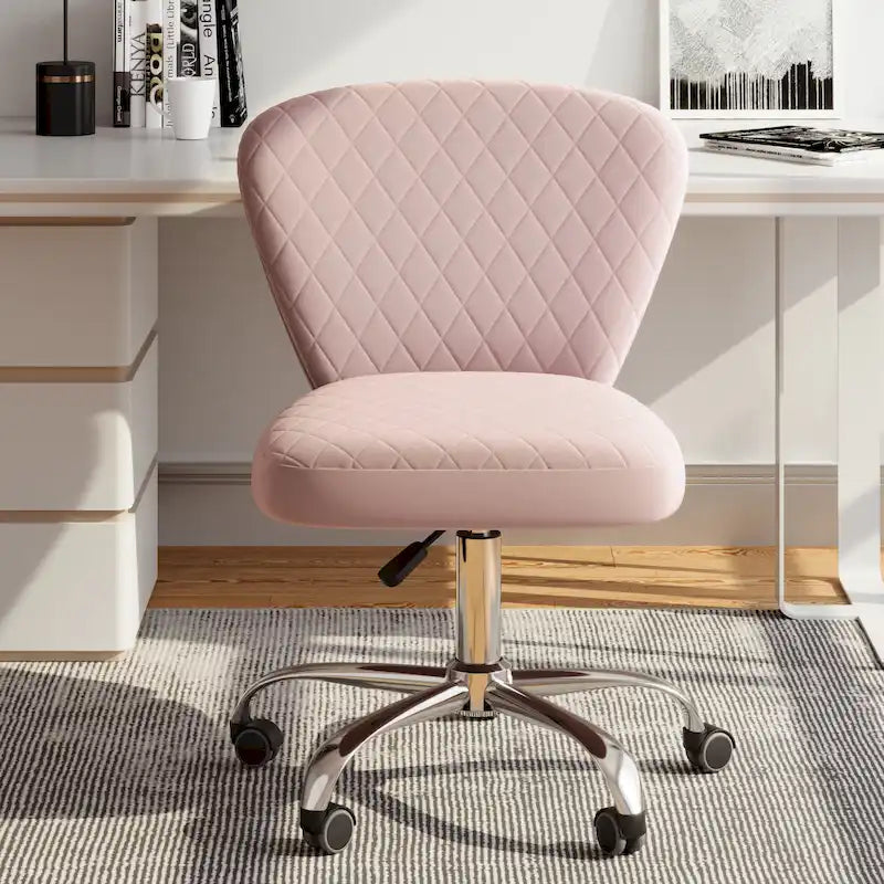Chaise de bureau pivotante réglable sans accoudoirs en velours Corvus