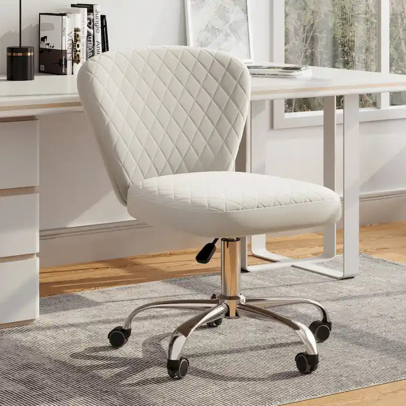 Chaise de bureau pivotante réglable sans accoudoirs en velours Corvus