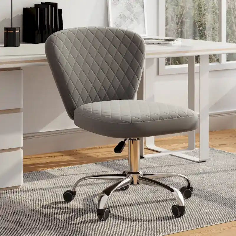 Chaise de bureau pivotante réglable sans accoudoirs en velours Corvus