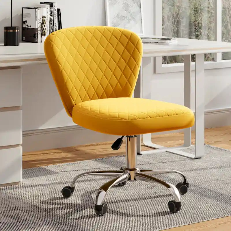 Chaise de bureau pivotante réglable sans accoudoirs en velours Corvus