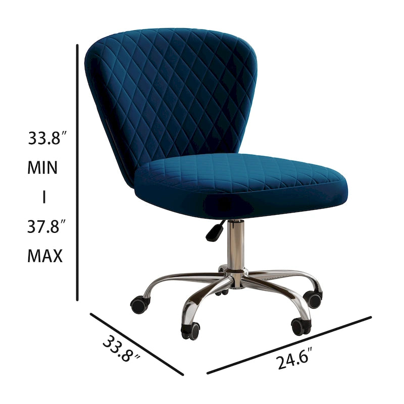 Chaise de bureau pivotante réglable sans accoudoirs en velours Corvus