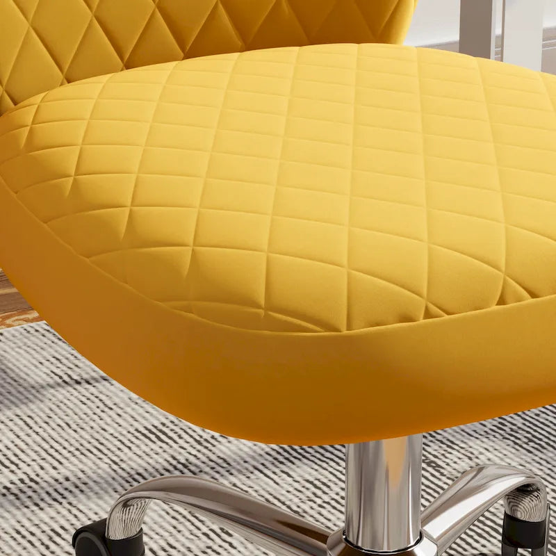 Chaise de bureau pivotante réglable sans accoudoirs en velours Corvus