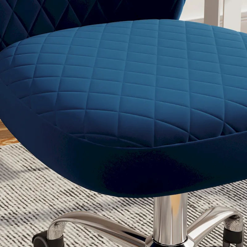 Chaise de bureau pivotante réglable sans accoudoirs en velours Corvus