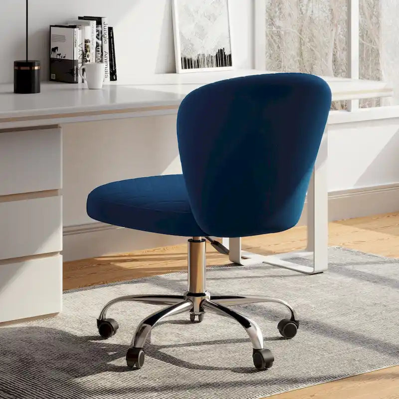 Chaise de bureau pivotante réglable sans accoudoirs en velours Corvus