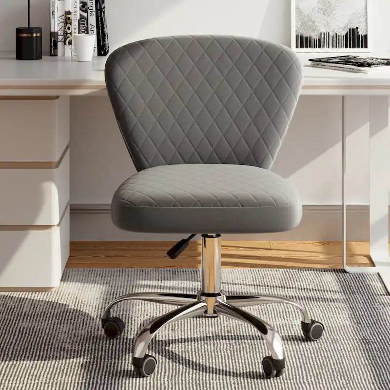 Chaise de bureau pivotante réglable sans accoudoirs en velours Corvus