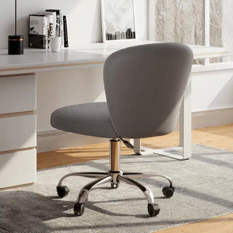 Chaise de bureau pivotante réglable sans accoudoirs en velours Corvus