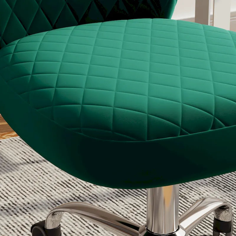 Chaise de bureau pivotante réglable sans accoudoirs en velours Corvus