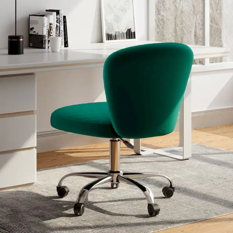 Chaise de bureau pivotante réglable sans accoudoirs en velours Corvus