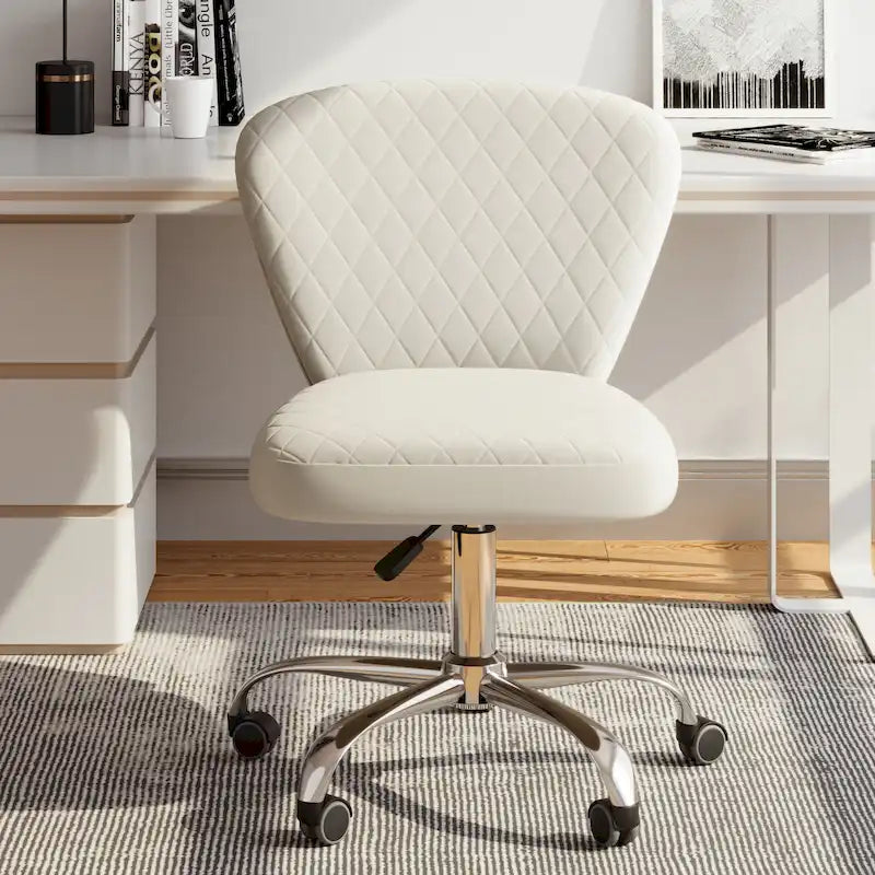 Chaise de bureau pivotante réglable sans accoudoirs en velours Corvus