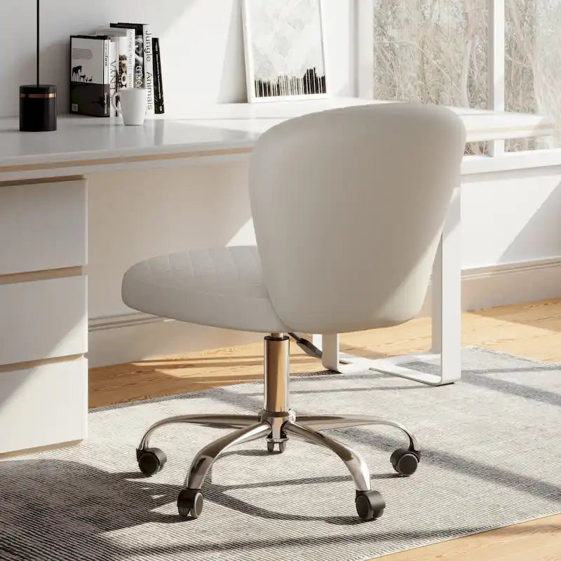 Chaise de bureau pivotante réglable sans accoudoirs en velours Corvus
