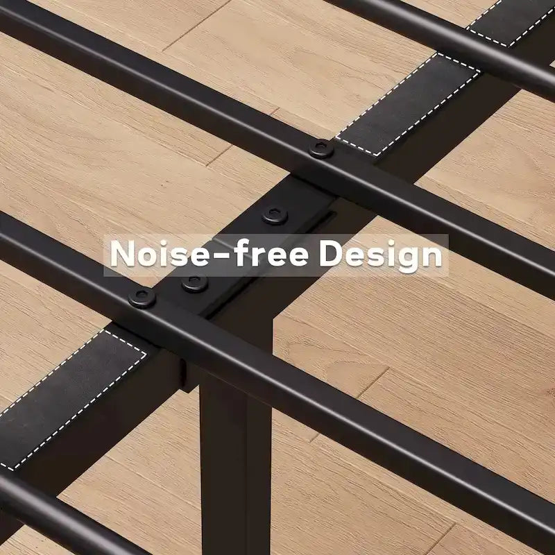 Base de lit plateforme avec tête de lit, aucun sommier tapissier requis, charge maximale de 317 kg, marron rustique