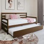 Lit de repos double en bois rustique avec lit gigogne