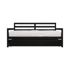 Lit de repos double en bois rustique avec lit gigogne