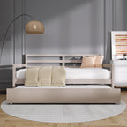 Lit de repos double en bois rustique avec lit gigogne