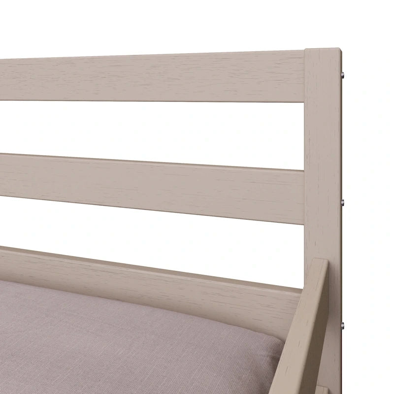 Lit de repos double en bois rustique avec lit gigogne
