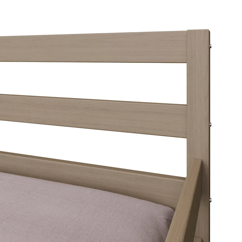 Lit de repos double en bois rustique avec lit gigogne