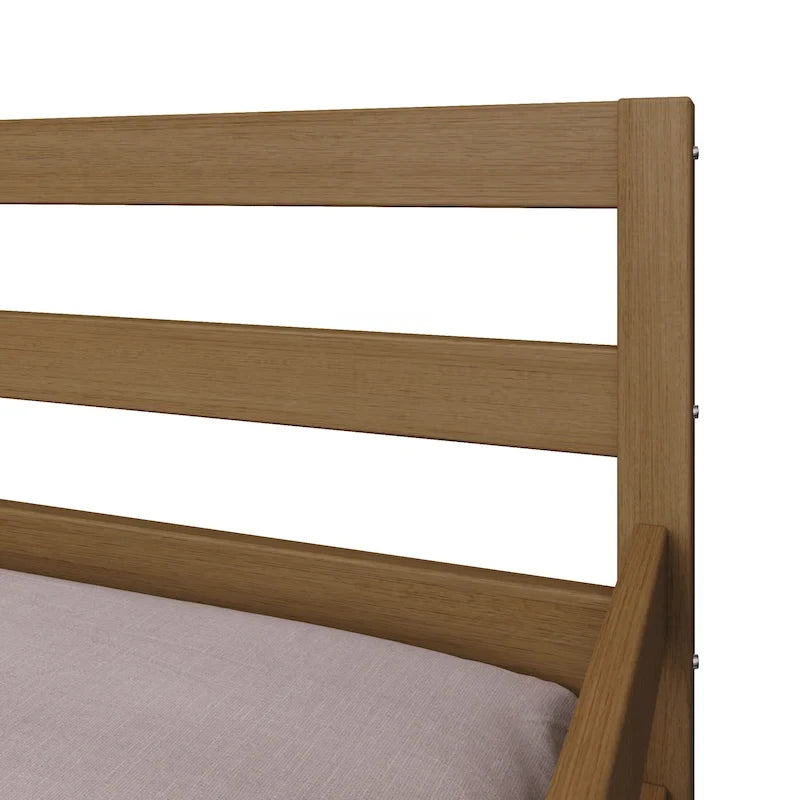 Lit de repos double en bois rustique avec lit gigogne