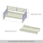 Lit de repos double en bois rustique avec lit gigogne