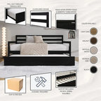 Lit de repos double en bois rustique avec lit gigogne