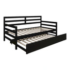 Lit de repos double en bois rustique avec lit gigogne