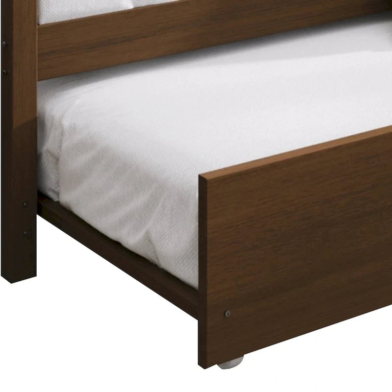 Lit de repos double en bois rustique avec lit gigogne