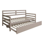 Lit de repos double en bois rustique avec lit gigogne