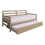 Lit de repos double en bois rustique avec lit gigogne