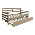 Lit de repos double en bois rustique avec lit gigogne