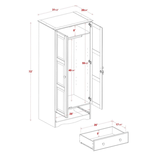 Armoire flexible en bois massif avec poignées en métal ou en bois