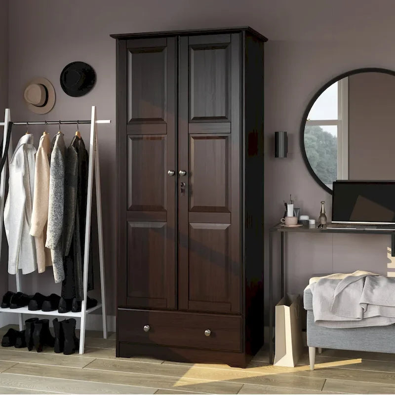 Armoire flexible en bois massif avec poignées en métal ou en bois