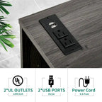 Meuble Classeur en Bois avec Station de Charge Classeur Latéral Mobile Verrouillable Compatible avec les Dossiers de Taille A4 Lettre Légal