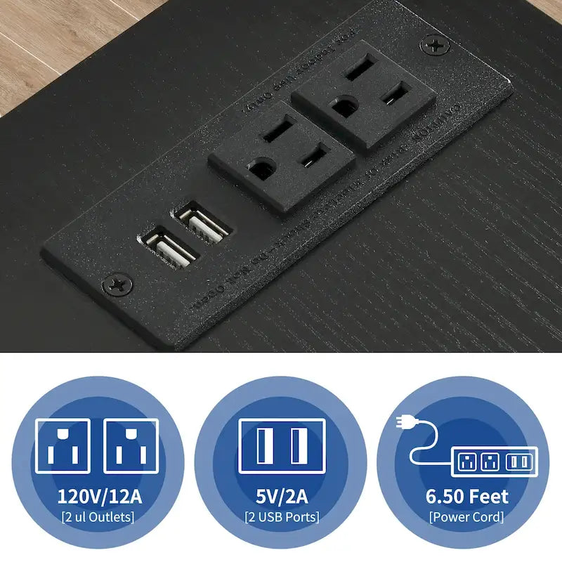 Meuble Classeur en Bois avec Station de Charge Classeur Latéral Mobile Verrouillable Compatible avec les Dossiers de Taille A4 Lettre Légal
