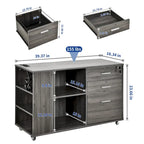 Meuble Classeur en Bois avec Station de Charge Classeur Latéral Mobile Verrouillable Compatible avec les Dossiers de Taille A4 Lettre Légal