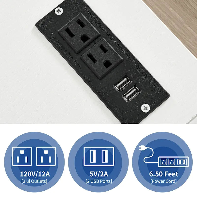 Meuble Classeur en Bois avec Station de Charge Classeur Latéral Mobile Verrouillable Compatible avec les Dossiers de Taille A4 Lettre Légal