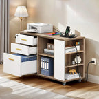 Meuble Classeur en Bois avec Station de Charge Classeur Latéral Mobile Verrouillable Compatible avec les Dossiers de Taille A4 Lettre Légal
