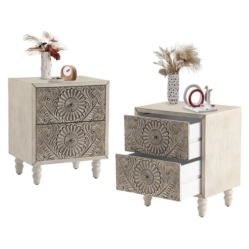 Tables de chevet Mid-Century Modern avec tiroir (lot de 2)