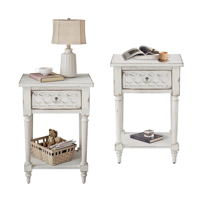 Tables de chevet Mid-Century Modern avec tiroir (lot de 2)