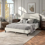 Lit plateforme queen réglable Gail Modern White Boucle