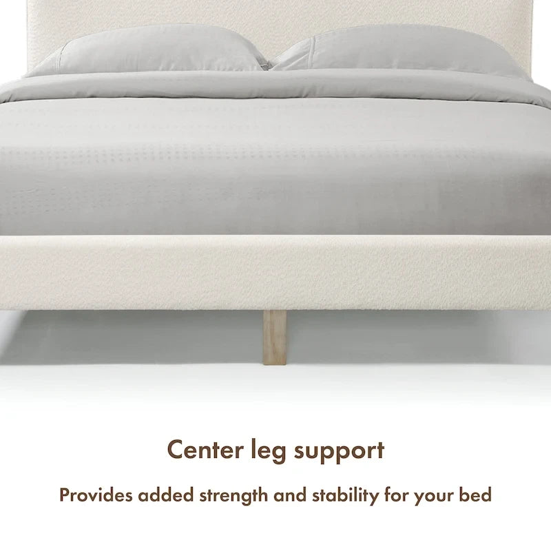 Lit plateforme queen réglable Gail Modern White Boucle