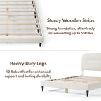 Lit plateforme queen réglable Gail Modern White Boucle