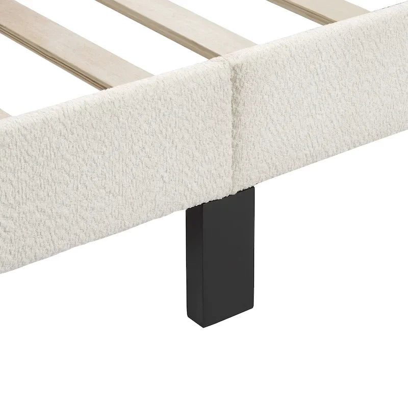 Lit plateforme queen réglable Gail Modern White Boucle