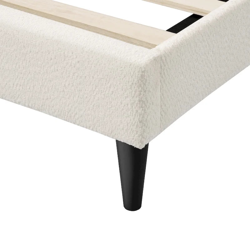 Lit plateforme queen réglable Gail Modern White Boucle