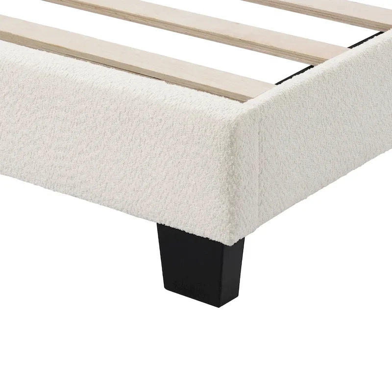 Lit plateforme queen réglable Gail Modern White Boucle