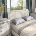 Lit plateforme queen réglable Gail Modern White Boucle