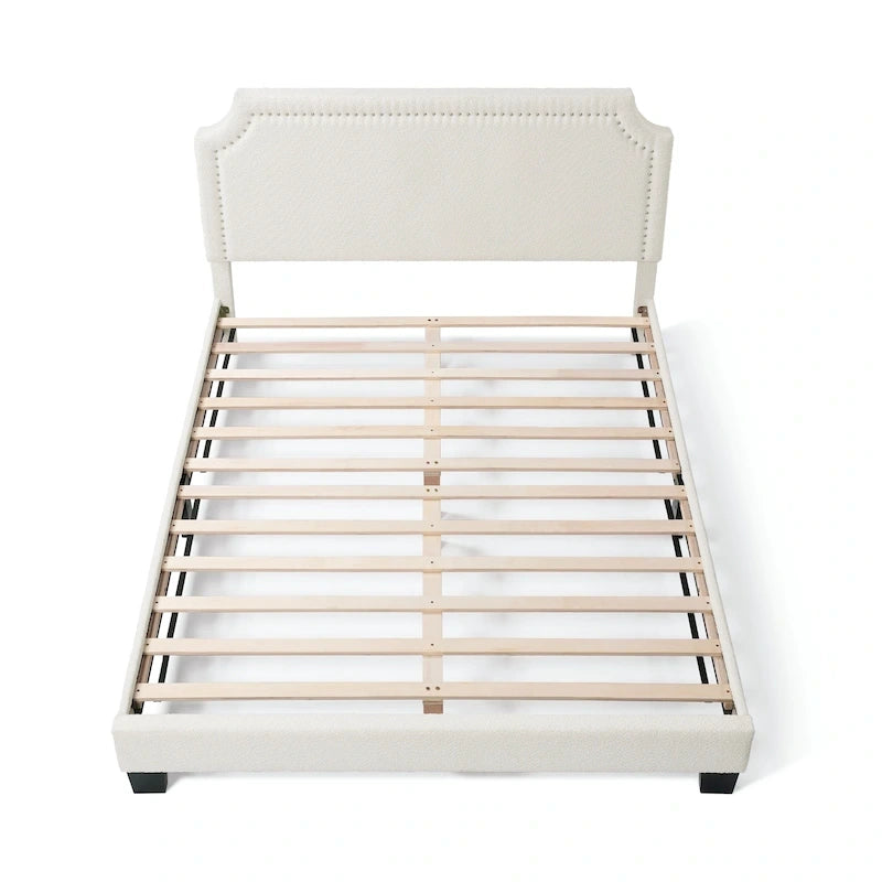 Lit plateforme queen réglable Gail Modern White Boucle